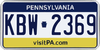 PA license plate KBW2369