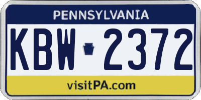 PA license plate KBW2372