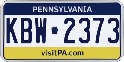 PA license plate KBW2373