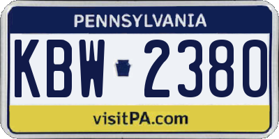 PA license plate KBW2380