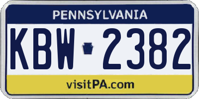 PA license plate KBW2382