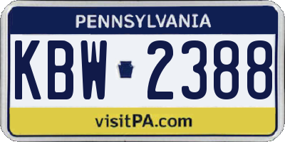 PA license plate KBW2388