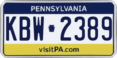 PA license plate KBW2389