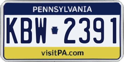 PA license plate KBW2391