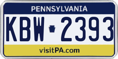 PA license plate KBW2393