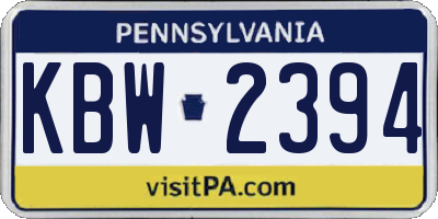 PA license plate KBW2394
