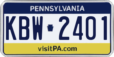 PA license plate KBW2401