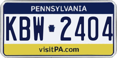 PA license plate KBW2404