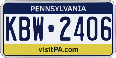 PA license plate KBW2406