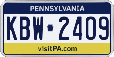 PA license plate KBW2409