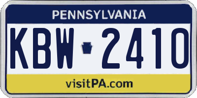 PA license plate KBW2410