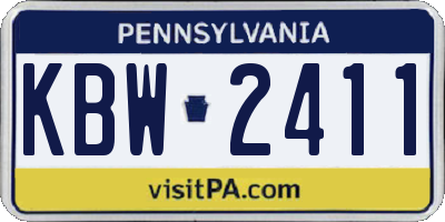 PA license plate KBW2411