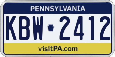 PA license plate KBW2412