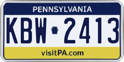 PA license plate KBW2413