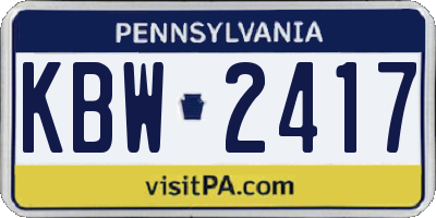 PA license plate KBW2417
