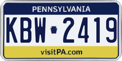 PA license plate KBW2419