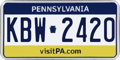 PA license plate KBW2420