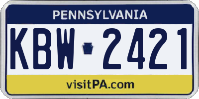PA license plate KBW2421