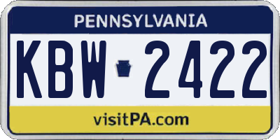 PA license plate KBW2422