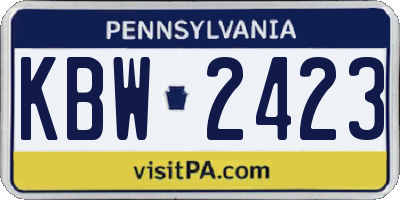 PA license plate KBW2423