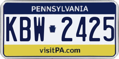 PA license plate KBW2425