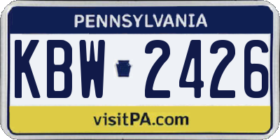 PA license plate KBW2426