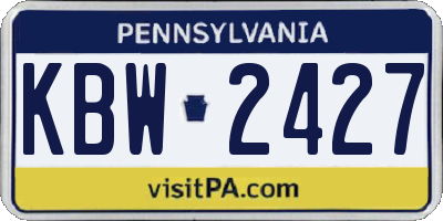 PA license plate KBW2427