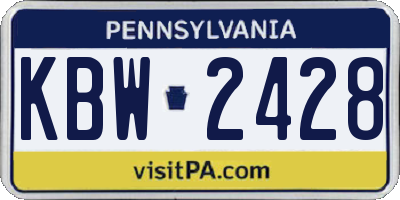 PA license plate KBW2428