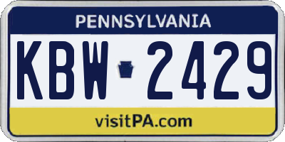 PA license plate KBW2429