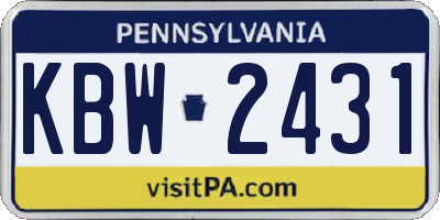 PA license plate KBW2431