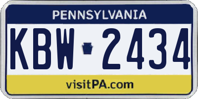 PA license plate KBW2434