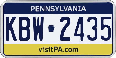 PA license plate KBW2435