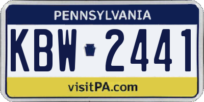 PA license plate KBW2441