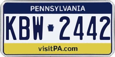 PA license plate KBW2442
