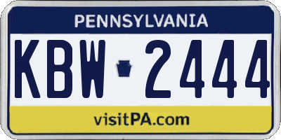 PA license plate KBW2444