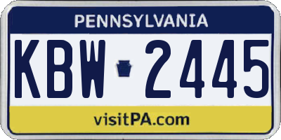 PA license plate KBW2445