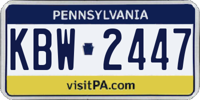 PA license plate KBW2447