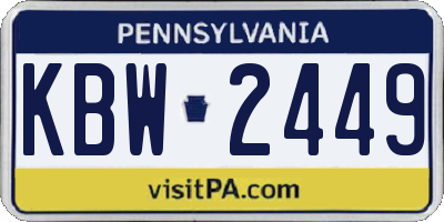 PA license plate KBW2449