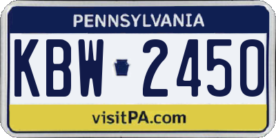 PA license plate KBW2450