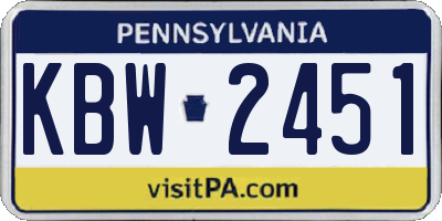 PA license plate KBW2451