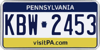 PA license plate KBW2453