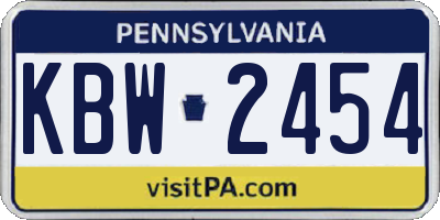 PA license plate KBW2454