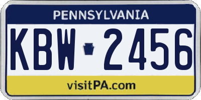 PA license plate KBW2456