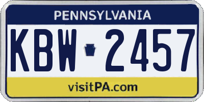 PA license plate KBW2457