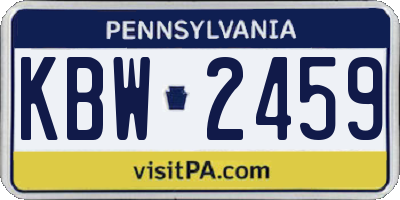 PA license plate KBW2459