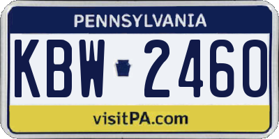PA license plate KBW2460