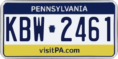 PA license plate KBW2461
