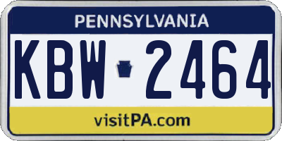 PA license plate KBW2464