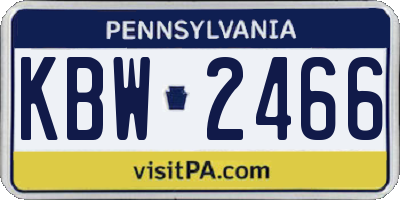 PA license plate KBW2466