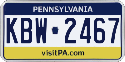 PA license plate KBW2467